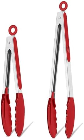 TeamFar Kitchen Tongs, 9"&12" Stainless Steel Heat Resistant Cooking Tongs