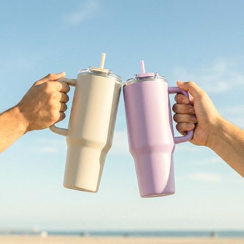 Hogg Big Swig 40oz Tumbler with Handle and Straw - Lavender Drift, 40 oz Tumbler, Insulated Cup with Handle, 40oz Water Bottle with Straw, Thermal Cups, Leak Proof Lid, Travel Mugs, Stainless Steel