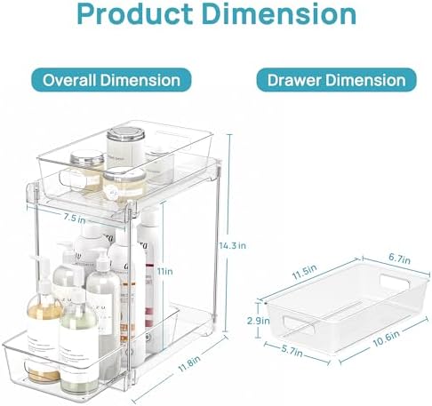 Vtopmart 4 Pack Taller Pull Out Bathroom Under Sink Organizer (S-Higher)