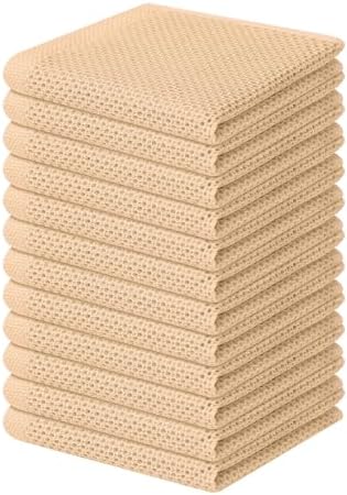 Homaxy 100% Cotton Waffle Weave Kitchen Dish Cloths 12-Pack, Apricot