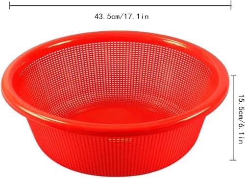 4 Pcs Large Plastic Wash Basket Round Perforated Colander Wash Vegetables and Fruits Drain Cooked Pasta Kitchen Essentials Food Strainer Basket Strainer Kitchen Red Orange color
