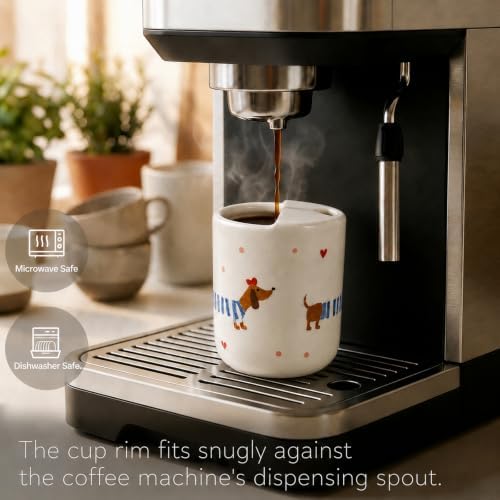 Ceramic Travel Coffee Mug 12 OZ, Cute Dachshund Pattern Coffee Cup
