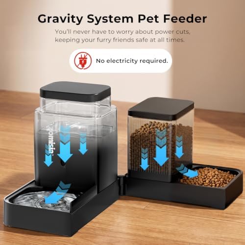 ZOMISIA Gravity Dog Food and Water Dispenser, 1.6 Gallon x 2, White