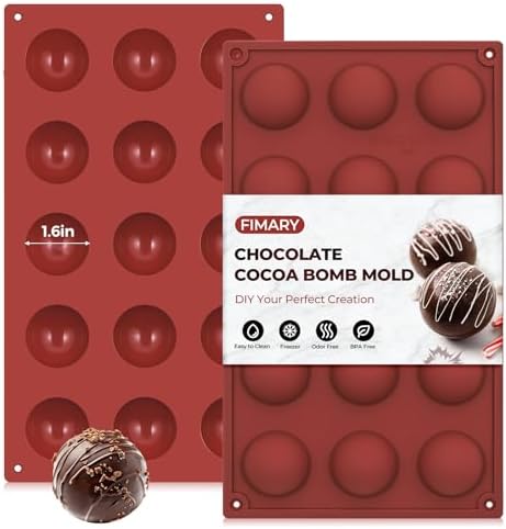 Semi Sphere Silicone Molds, Sphere Chocolate Mold 15-Cavity Small Half Sphere Round Silicone Molds for Making Jelly, Cake, Chocolates Bombs 2 Pack