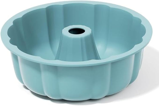 SOV silicone cake pan, silicone Cake Molds, Bakeware Non Stick 10 inch Pan for Jello,Gelatin,cake, Silicone Baking Molds for Cakes, Round Baking Pan (blue+1 pack)