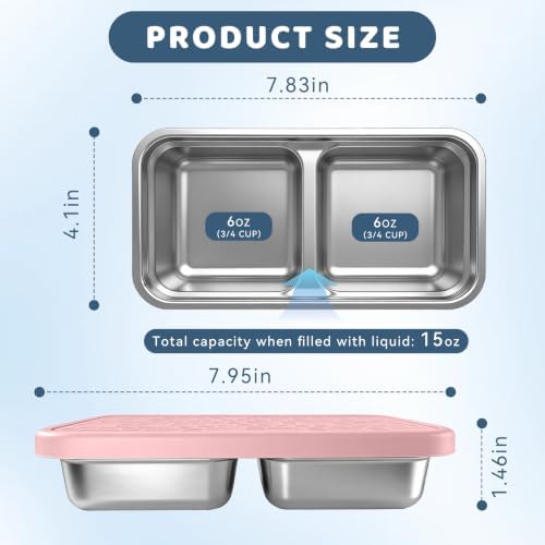 15 oz Snack Containers for Kids, Stainless Steel Lunch Box 3 Pack