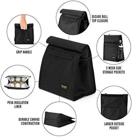 2nd Childhood Insulated Lunch Bag for Men, Durable & Reusable, Black
