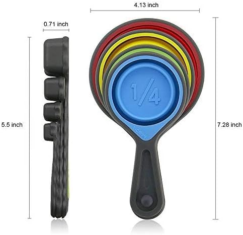 Collapsible Measuring Cups and Spoons Set with Funnel, 9-Piece, Silicone