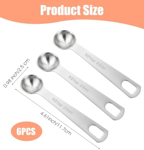 6 PCS 1/2 Teaspoon Measuring Spoon, 2.5ml 1/2 Tsp Measuring Spoon