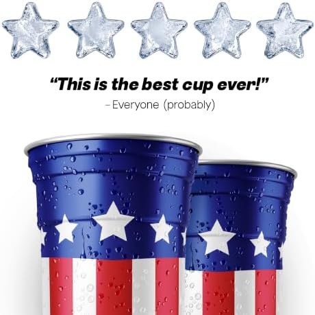 Top Cup Aluminum Party Cups, Americana Cup, 20oz, 20 Count