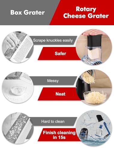 GDL Cheese Grater Hand Crank, Rotary Cheese shredder, Vegetable Slicer