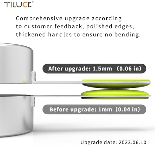 TILUCK Nesting Measuring Cups and Spoons Set, Stainless Steel with Soft Silicone Handle – Heavy Duty & Dishwasher Safe for Measuring Dry/Liquid Ingredients, Ideal for Cooking & Baking (12)