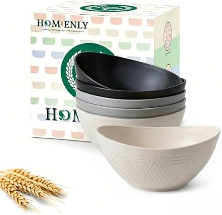 Homienly Unbreakable Snack Bowls,Wheat Straw Small Bowls,10 OZ Plastic Bowls Alaternative for Soup,Chip,Cereal,Microwave & Dishwasher Safe Bowls for Kithcen,Camping,Picnic(6PCS,Grey Stone)
