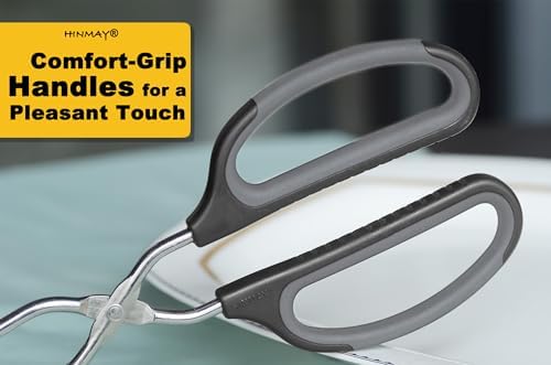 HINMAY Scissor Tongs 10-Inch Stainless Steel Scissor Style Tongs