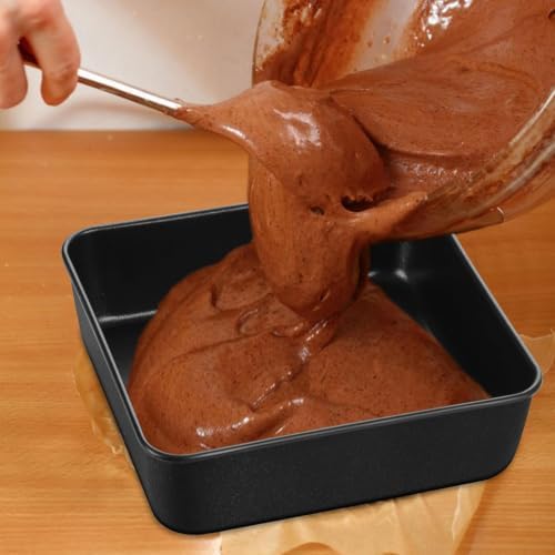 E-far 8 Inch Baking Pan Set of 2, Nonstick Square Cake Pan for Lasagna Cake