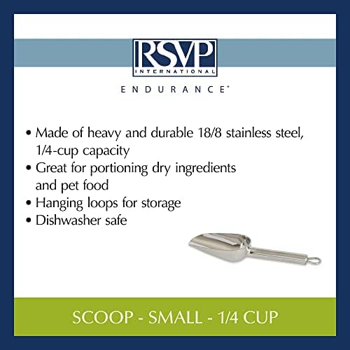 RSVP International Endurance Stainless Steel Measuring Scoop Collection, 0.25-Cup