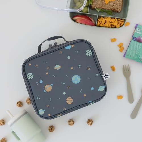 Tiny Twinkle Insulated Lunch Box for Girls and Boys | Durable and Reusable for School & Travel | Ages 3 and Up | Waterproof and Easy to Clean | PFAs and BPA Free（Space）