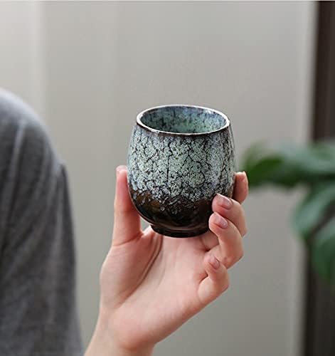 Jianzhan Ceramic Teacup, Kung Fu Tea Set, Coffee cup，Yerba Mate Set Ceramic Mate CupSet of 4 (green)