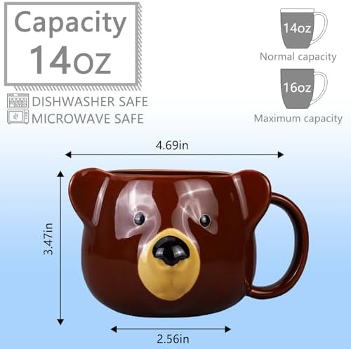 Bear Mug, Cute Ceramic Coffee Mug, 14 oz