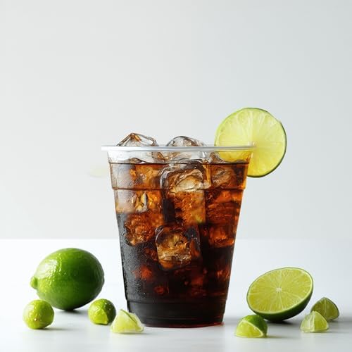 TashiBox 12 Ounce - 100 Count Plastic Cups for Cold Drink, Disposable Coffee Cups