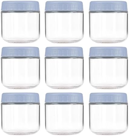 Overnight Oats Containers with Lids, 10oz Wide Mouth Mason Jars with Lids, 9 Pack Glass Jars with Airtight lid for Chia Pudding Yogurt Salad, Meal Prer Oatmeal Jars, Blue