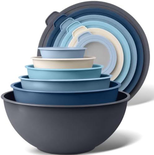 Zulay Kitchen 12 Piece Plastic Mixing Bowls with Leak-Proof Lids Set - Microwave and Freezer Safe Kitchen Mixing Bowls for Preparing, Serving and Storing - Large Nesting Bowls (Twilight Ombre)