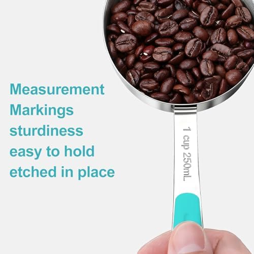 Bopei 10-Pcs Stainless Steel Measuring Cups & Spoons Set, Aqua Sky Handles