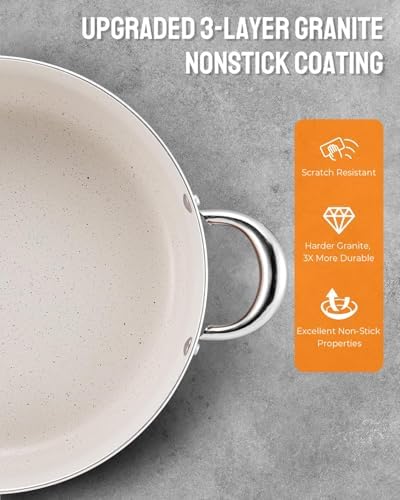 BEZIA 6 Quart Nonstick Stock Pot with Lid, Induction Compatible Cooking Pot