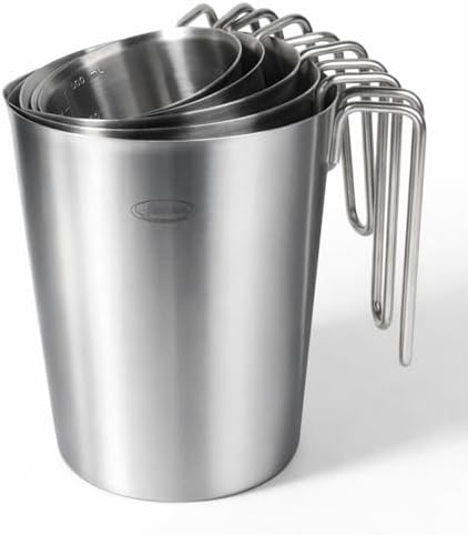 Newness 5-Pack Stainless Steel Measuring Cups Set, Metal Measuring Cup