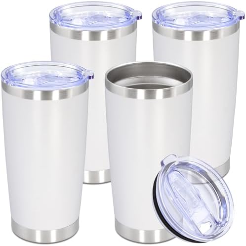 20oz Tumbler Stainless Steel Tumbler Coffee Tumbler with Lid White, 4P