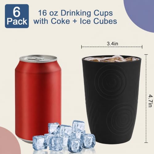 Wheat Straw Cups 16 oz, Plastic Cups Reusable - Blackbeige