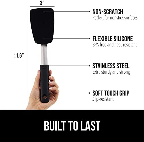 GORILLA GRIP Patented Nonstick Spatula for Frying Pan, 2PK, 11.6 inch Black