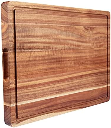 Large Acacia Wood Cutting Boards for Kitchen, 20 x 15 Inch Extra Large Wooden Cutting Board with Juice Groove, Reversible Butcher Block Cutting Board for Meat and Veggies