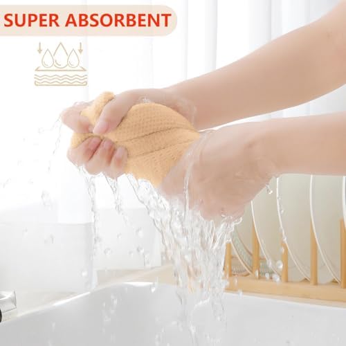 Homaxy 100% Cotton Waffle Weave Kitchen Dish Cloths 18-Pack, Apricot