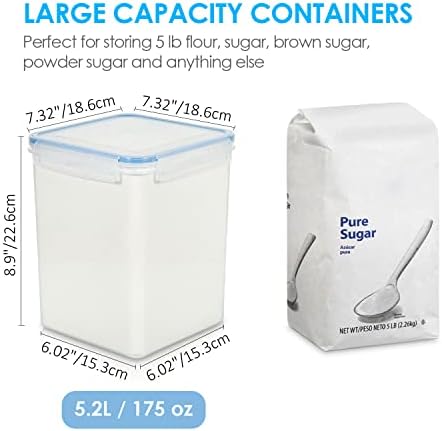 Vtopmart 5.2L Flour Sugar Storage Containers, 4 PCS, Blue