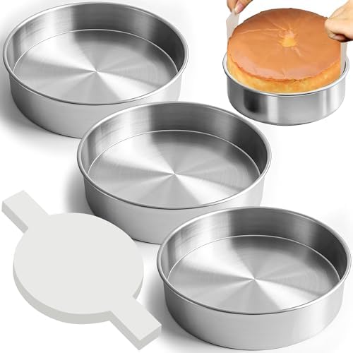 6 Inch Cake Pans Set of 3 with 100 Pieces Parchment Paper
