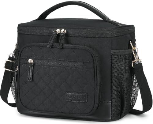 CAMTOP Lunch Box for Women Men Insulated Lunch Bag Lunch Tote Bag Leakproof Thermal Cooler Large Capacity for Travel Work School Picnic (Black - 1 Deck, X Large - 1 Deck)