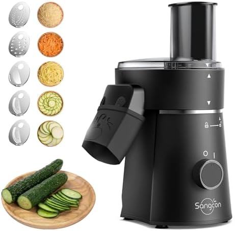 Sangcon 5-in-1 Electric Cheese Grater and Vegetable Slicer for Block Cheese
