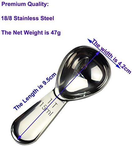 CoaGu 3pcs 15ml Coffee Scoops: Durable 18/8 Stainless Steel Tablespoons (1 Tbsp) for Precision Coffee Brewing and Baking