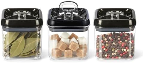 Felli Flip Tite Food Storage Container 5" LARGE Size Airtight Lid Lock Top, Stackable Kitchen Canister for Space Saving, Pantry Fridge Cupboard Organizer, Spice Seasoning Pet Treats Snack (1.1 qt)