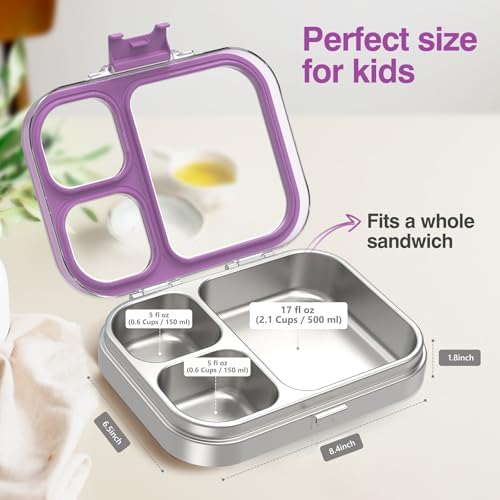 HOMEKOL Stainless Steel Bento Lunch Box, Purple, 3.3Cups