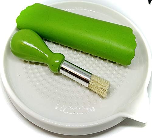 BonCera, Premium Ceramic Garlic Grater Plate Set - Large White Modern