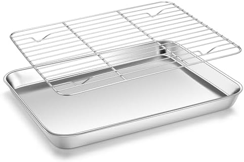 Homikit 10x12 Inch Stainless Steel Quarter Sheet Pan with Wire Cooling Rack