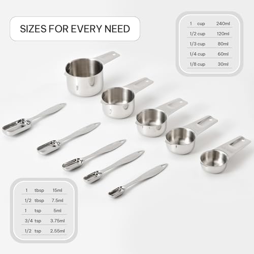 FANGSUN Stainless Steel Measuring Cups and Spoons Set of 10