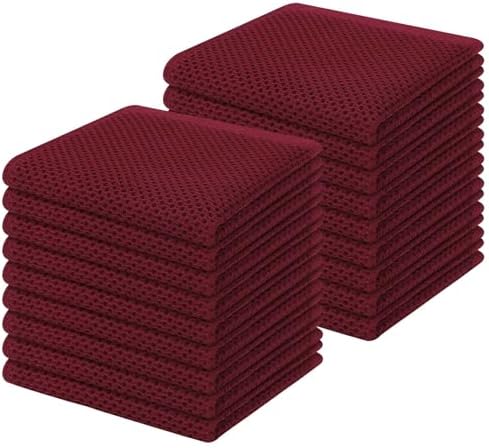Homaxy 100% Cotton Waffle Weave Kitchen Dish Cloths 18-Pack, Burgundy