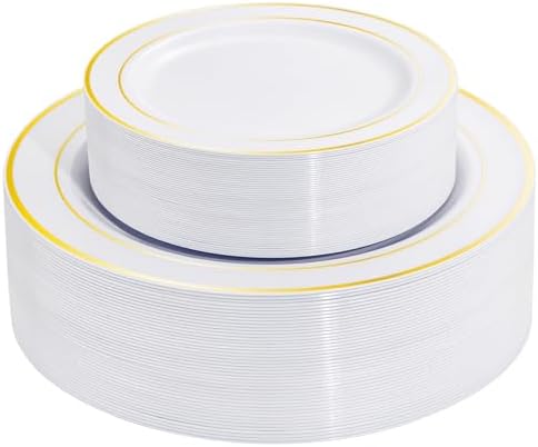 I00000 60 Pcs Gold Plastic Plates, Premium Disposable Gold Plates