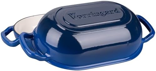 VORRINGARD Enameled Cast Iron Sourdough Bread Oven, Dutch Oven, Loaf Cast Iron Bread Pan for Homemade Bread Baking, Meatloaf Pan with Lid, 5QT, Blue