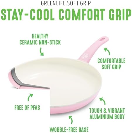 GreenLife 6QT Ceramic Nonstick Stockpot with Glass Straining Lid, Pink