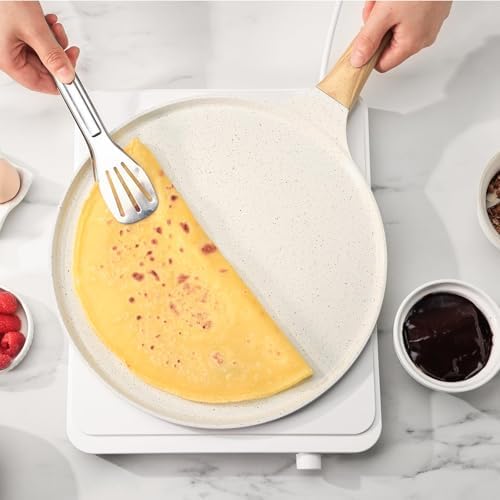 SENSARTE 10 Inch Nonstick Crepe Pan Ceramic Coating Pancake Pan White