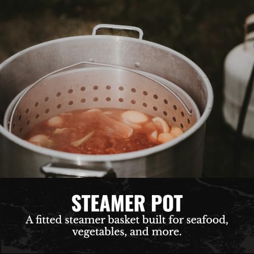 GasOne 60Qt Aluminum Stock Pot with Strainer and – Lid Large Deep Fryer Pot